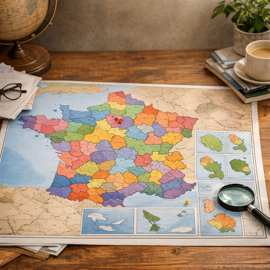 Carte de France : régions, DROM et découpage administratif