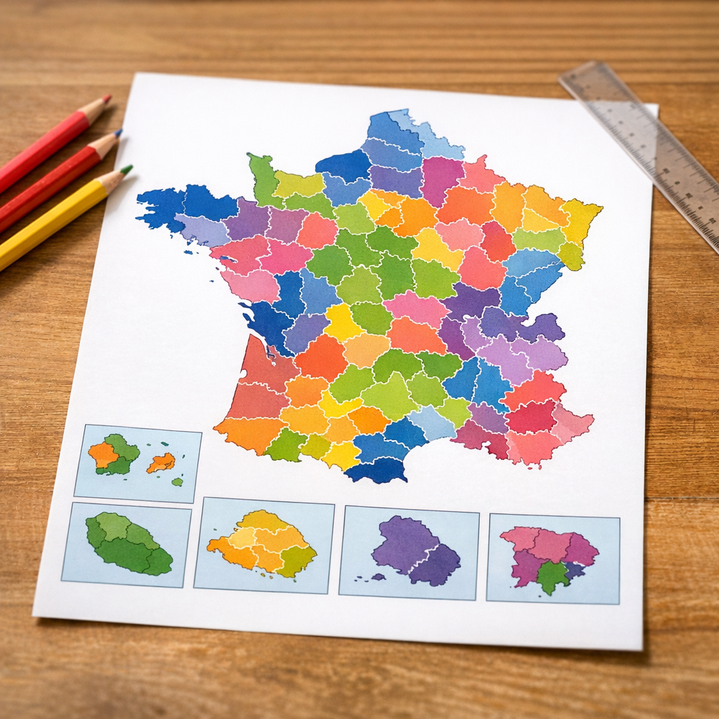 La carte des Départements français : apprendre à bien la lire