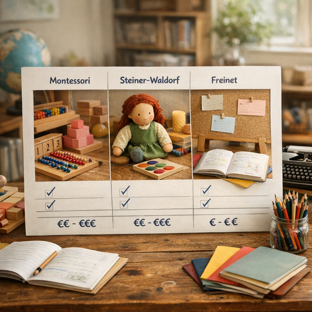 Montessori, Steiner-Waldorf, Freinet : tableau comparatif et prix