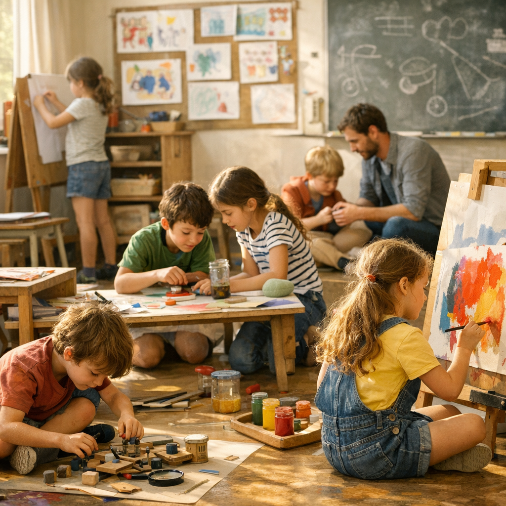 Principes pédagogiques : expression libre, coopération et tâtonnement expérimental